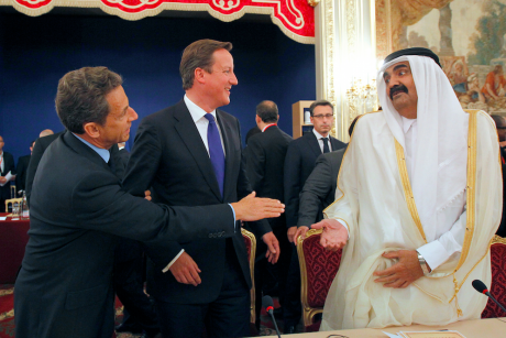 the former Emir of Qatar Hamad bin khalifa and the former French president Sarkozy
