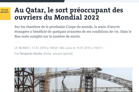 لوموند الفرنسية حذرت من مصير أسود في انتظار العمال الأجانب في قطر
