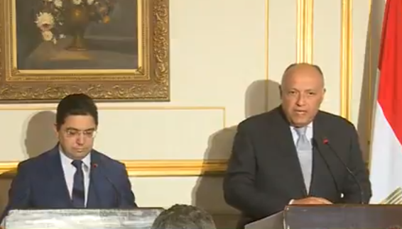 وزير الخارجية المصري شكري مع نظيره المغربي ناصر بوريطة