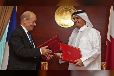وزير خارجية قطر ووزير الخارجية الفرنسي